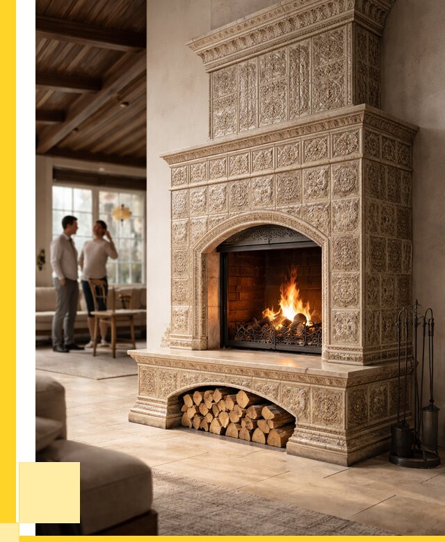 Купить изразцовый камин в Новоуральске от 255200 р. | ЭриданНву