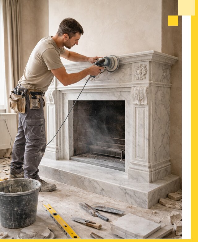 Изготовление и установка мраморных каминов в Новоуральске под ключ