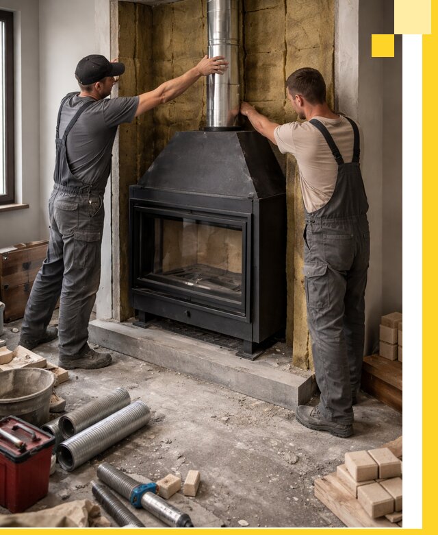 Изготовление и монтаж закрытых каминов в Новоуральске под ключ