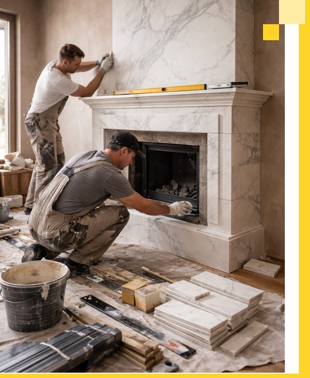 Отделка каминов в Новоуральске качественные облицовочные работы