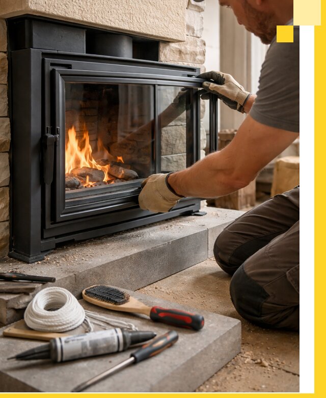 Производство, монтаж и доставка каминов со стеклом в Новоуральске