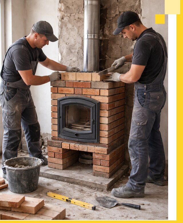 Монтаж печи камина под ключ в Новоуральске с гарантией и пусконаладкой