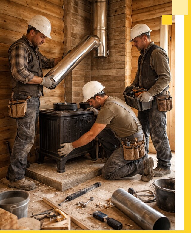 Профессиональный монтаж банных печей и дымоходов в Новоуральске