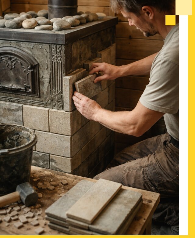 Облицовка банных печей в Новоуральске профессиональная отделка