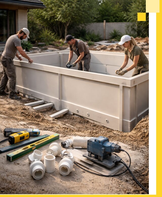 Установка полипропиленовых бассейнов под ключ в Новоуральске