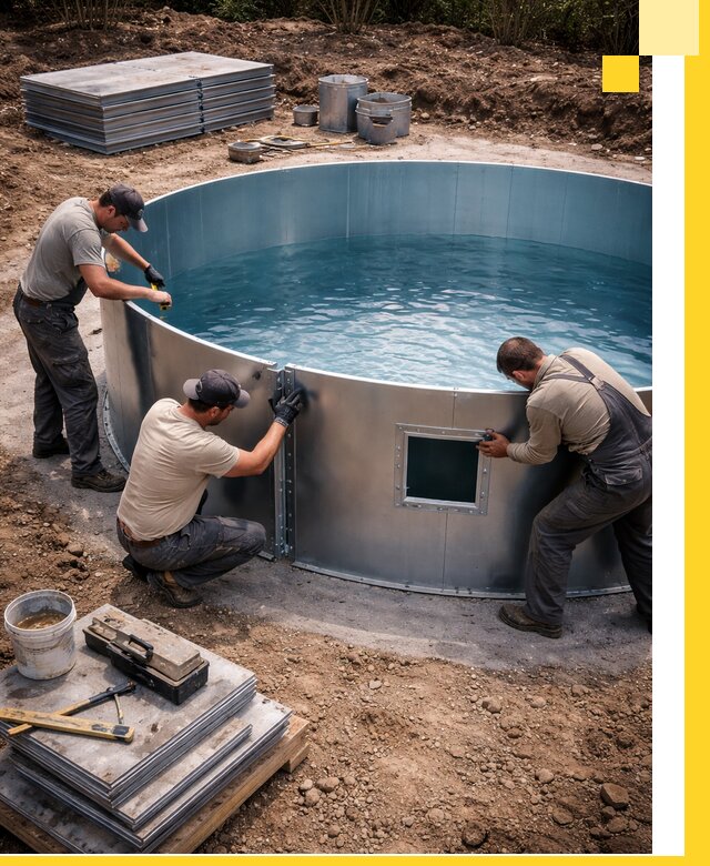 Круглые бассейны под ключ в Новоуральске проектирование и монтаж