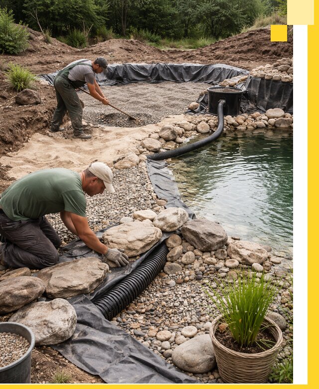 Строительство природных бассейнов и озер в Новоуральске под ключ