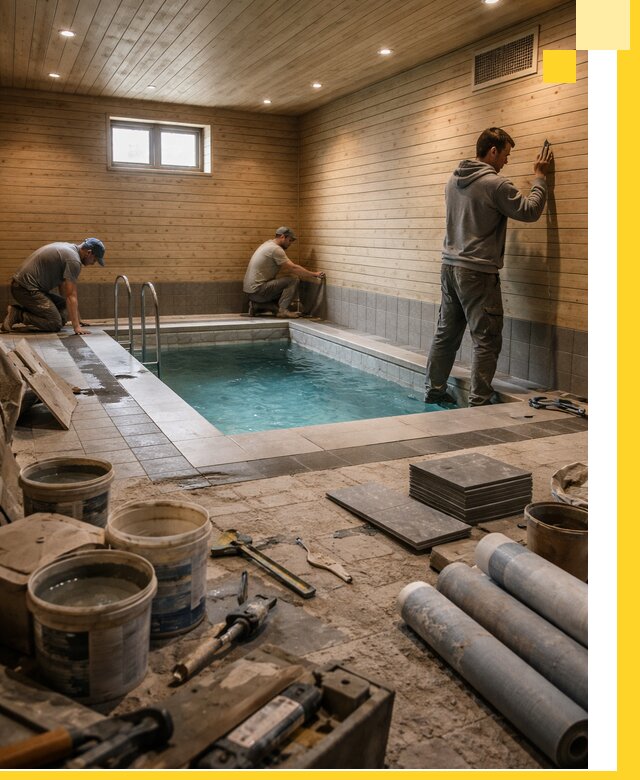 Строительство бани с бассейном и сауной под ключ в Новоуральске