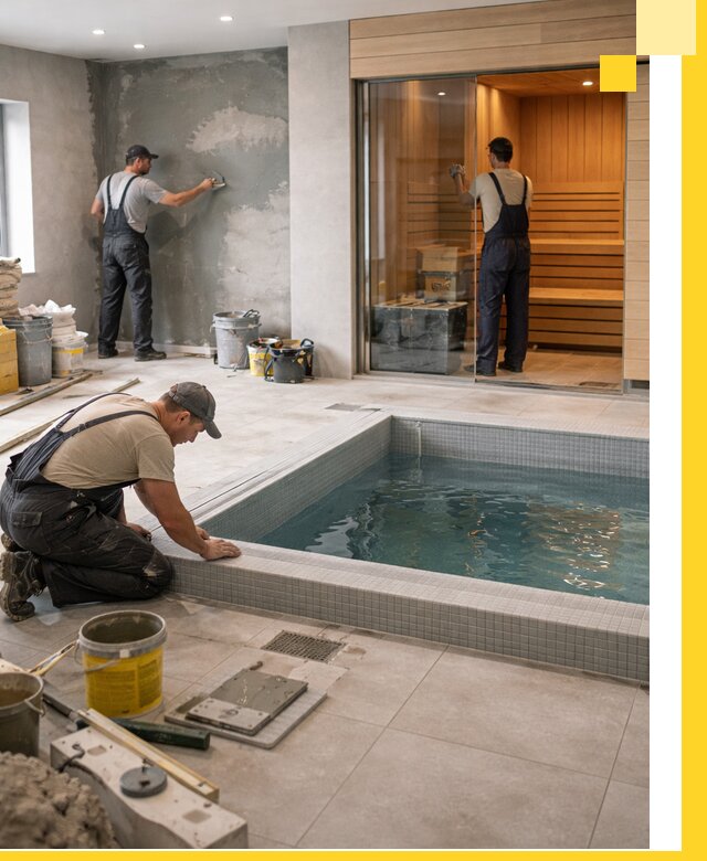 Проектирование и строительство сауны с бассейном в Новоуральске