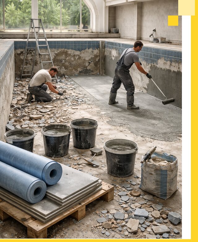 Реконструкция бассейнов в Новоуральске: ремонт, гидроизоляция