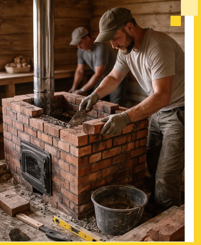 Кирпичные печи для бани под ключ в Новоуральске, проект и монтаж