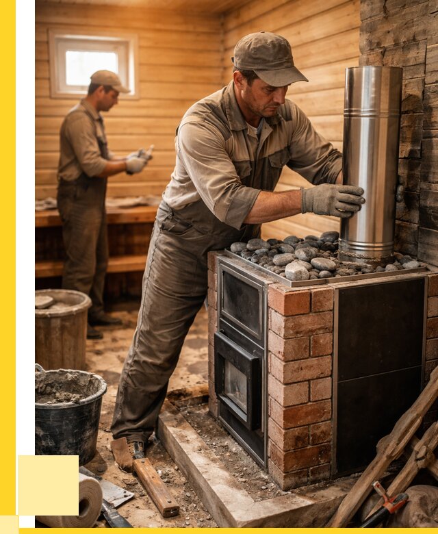 Монтаж печи в бане под ключ в Новоуральске от 20416 р. | ЭриданНву