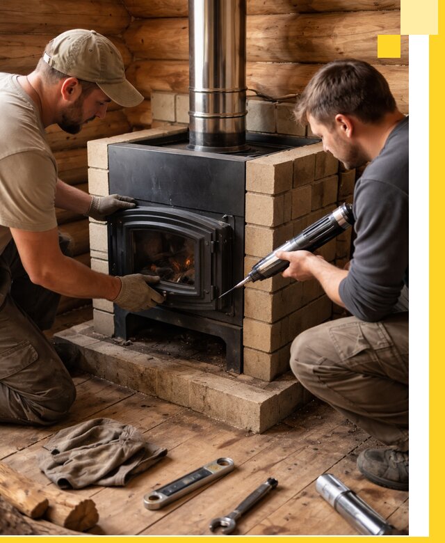 Монтаж и установка печи в бане под ключ с гарантией в Новоуральске