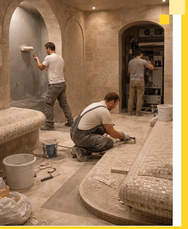 Строительство бани с хамамом и бассейном под ключ в Новоуральске