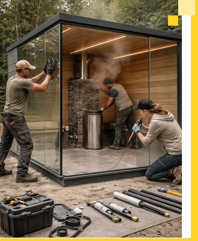 Проектирование и строительство стеклянных бань в Новоуральске