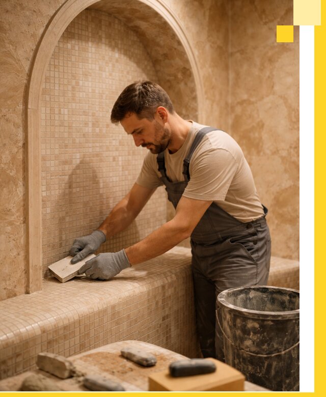 Профессиональная отделка хамамов с мозаикой под ключ в Новоуральске