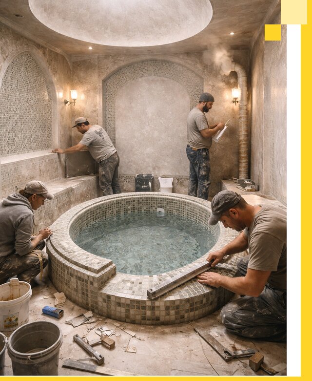 Профессиональное строительство хамама с бассейном в Новоуральске под ключ