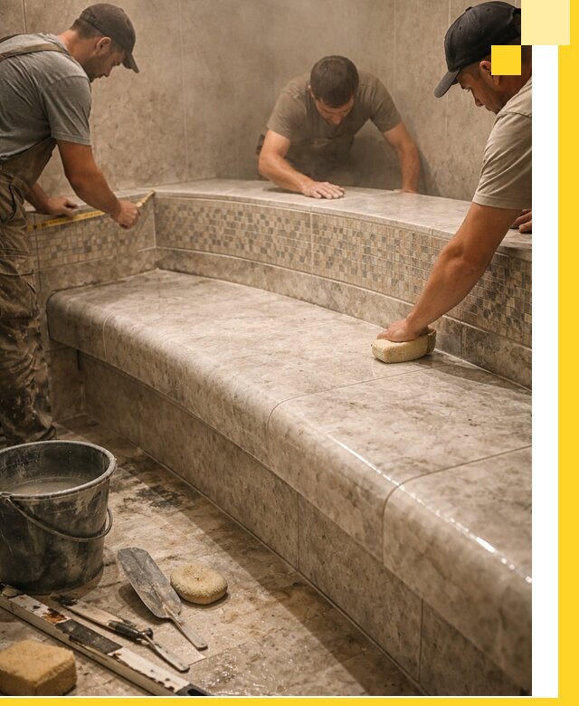 Изготовление и установка сидений для хамама в Новоуральске