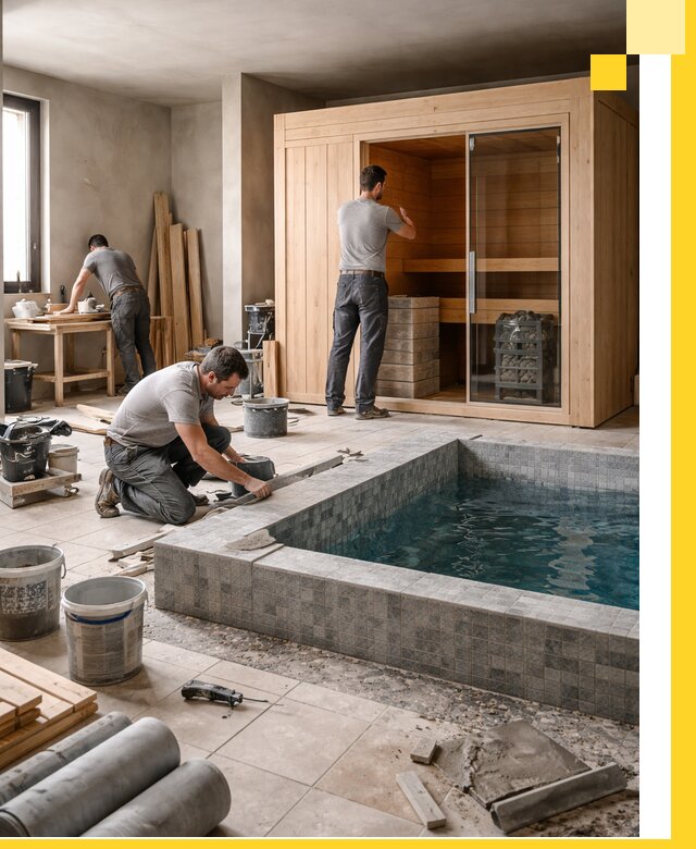 SPA зоны под ключ с бассейном сауной и печью в Новоуральске